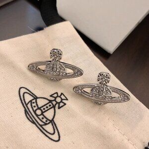 Vivienne Westwood Diamond Saturn Stud Earrings